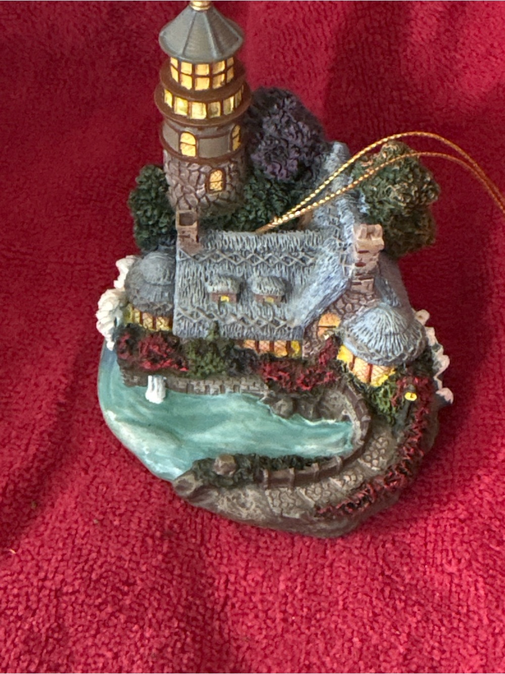 Thomas Kinkade Miller’s Lighthouse Lighthouse Cottage Holiday Ornament Nautical